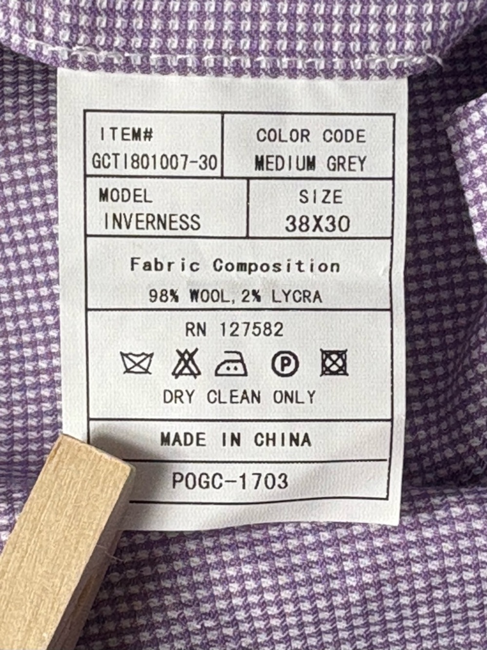 NEW Carnoustie Aristo Eighteen Inverness Dress Pants 38x30 Gray Wool Performance - Picture 9 of 11